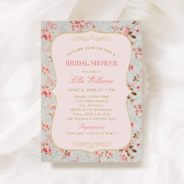 Convite Chá de panela do Partido do Jardim Floral Rosa Vin