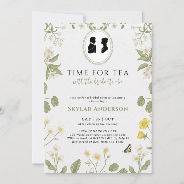 Convite Chá de panela do partido Regency Floral Tea (Frente)