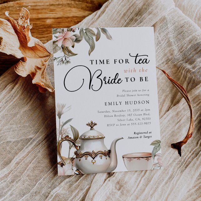 Convite Chá de panela do Tea Party Elegante (Criador carregado)