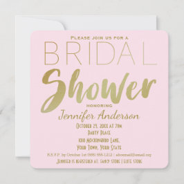 Convite Chá de panela do Tema Glamor Dourado e Rosa