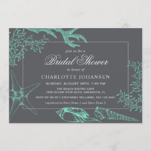 Convite Chá de panela do Tema Náutico do Coral do Mar Cost