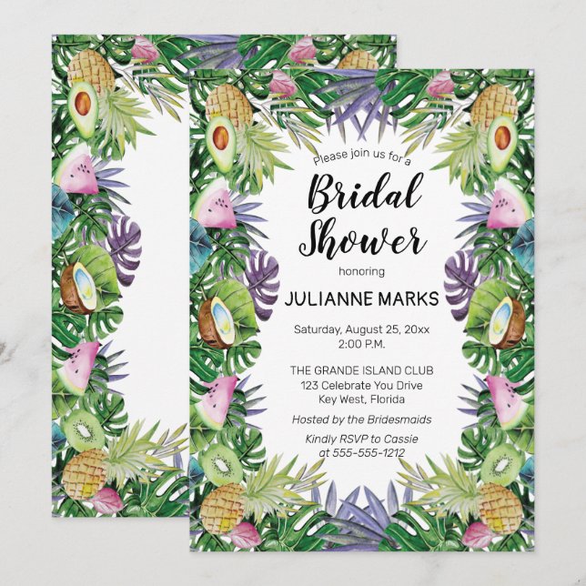 Convite Chá de panela do verão das hortaliças da fruta (Frente/Verso)