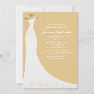 Convite Chá de panela do vestido de casamento de Champagn