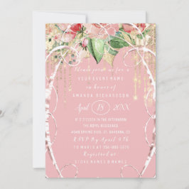 Convite Chá de panela Doce 16ª Rosas Rosa Esbranquiçada Br