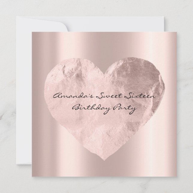 Convite Chá de panela Doce 16º Aniversário Rosa Coração (Verso)