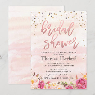 Convite Chá de panela dos confetes da aguarela