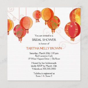 Convite Chá de panela dos Lanternas Vermelhas Na moda