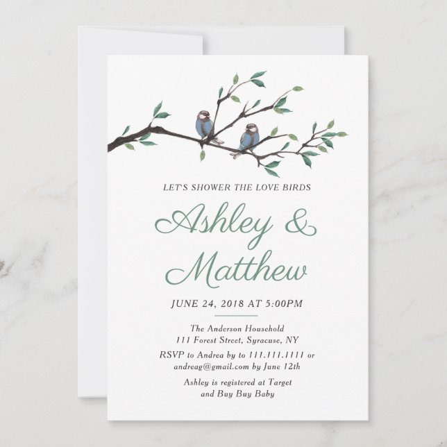 Convite Chá de panela dos pássaros do amor (Frente)