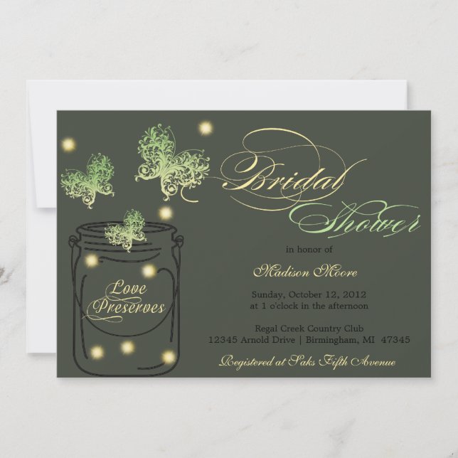 Convite Chá de panela dos vaga-lume e do frasco de (Frente)