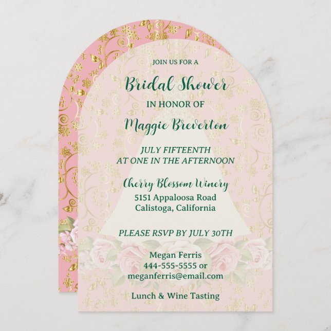 Convite Chá de panela Dourado (Frente/Verso)