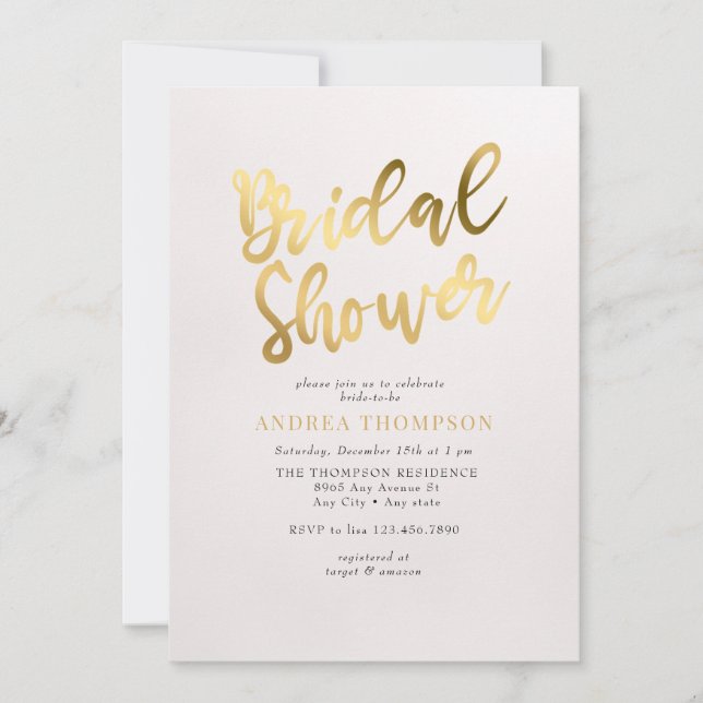 Convite Chá de panela Dourado (Frente)