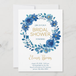 Convite Chá de panela Dourado azul