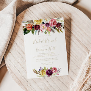Convite Chá de panela Dourado Boho Floral Bridal Brunt