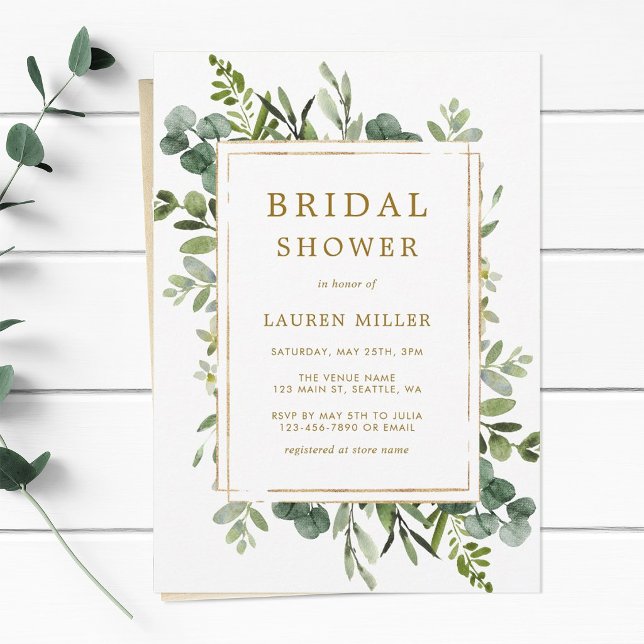 Convite Chá de panela Dourado botânico (Criador carregado)