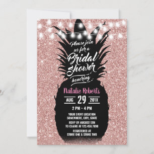 Convite Chá de panela Dourado cor-de-rosa de Luau do