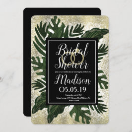 Convite Chá de panela Dourado de abertura do Faux Tropical