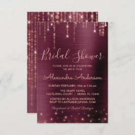 Convite Chá de panela Dourado de Borgonha e Rosa