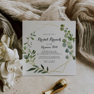 Convite Chá de panela Dourado de Bridal de Folhas Tropica