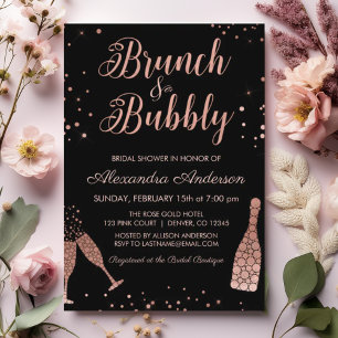 Convite Chá de panela Dourado de Brunch e Bubble