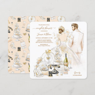 Convite Chá de panela Dourado de Casais Magnolia
