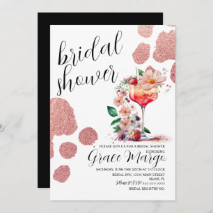 Convite Chá de panela Dourado de coquetel botânico