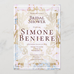 Convite Chá de panela Dourado de Filigree Rococo