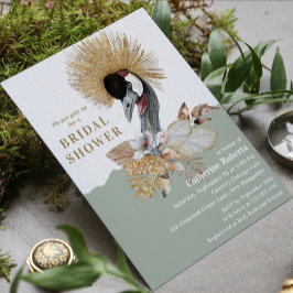 Convite Chá de panela Dourado de Lâmina Floral de Aquarela