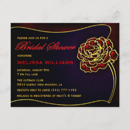 Convite Chá de panela Dourado de Rosa vermelho de vidro in