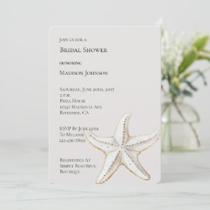 Convite Chá de panela Dourado de Starfish Cream White
