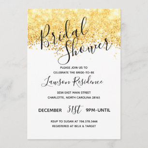 Convite Chá de panela Dourado do brilho