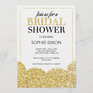 Convite Chá de panela Dourado do brilho