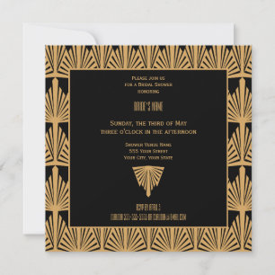 Convite Chá de panela Dourado e preto do teste padrão do