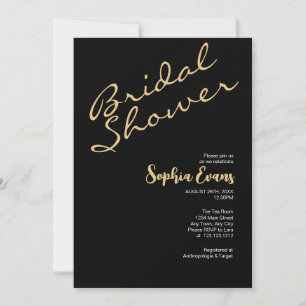 Convite Chá de panela Dourado e preto minimalista e simple