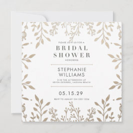 Convite Chá de panela Dourado Elegante Quadrado