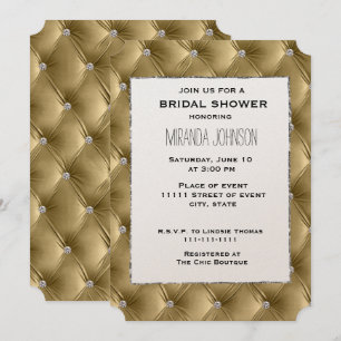 Convite Chá de panela Dourado Faux Velvet Quente e Suave
