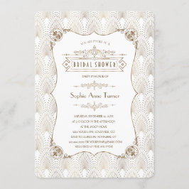Convite Chá de panela Dourado Fleur-de-lis Excelente Gatsb