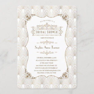 Convite Chá de panela Dourado Fleur-de-lis Excelente Gatsb