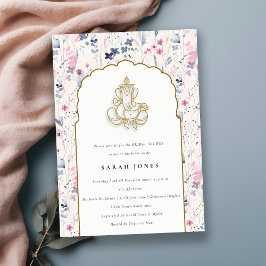 Convite Chá de panela Dourado Flor Ganesh