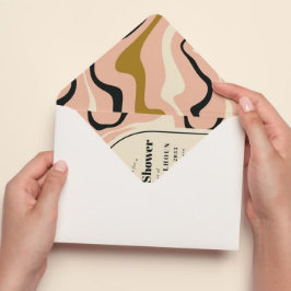 Convite Chá de panela Dourado preto-e-rosa com trava retro