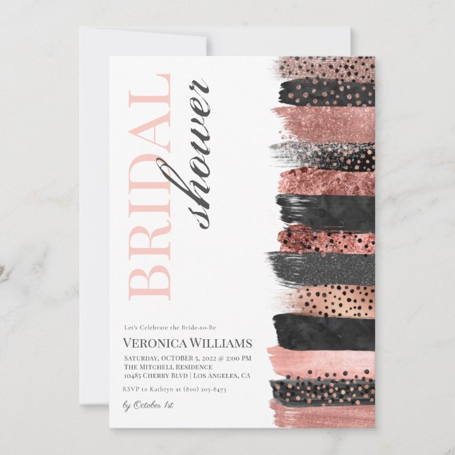 Convite Chá de panela Dourado rosa (Frente)