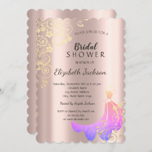 Convite Chá de panela Dourado, Rosa de vestir, Flores Dour