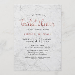 Convite Chá de panela Dourado Rosa do Marble Faux