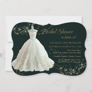 Convite Chá de panela Dourado Sparkle De Casamento Elegant