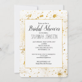 Convite Chá de panela Dourado Splatters