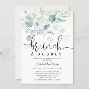 Convite Chá de panela Dusty Blue Brunch e Bubble Greenery