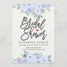 Convite Chá de panela Elegante Azul-claro, Cor de Água Flo