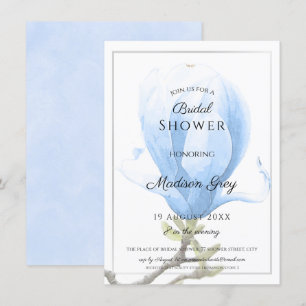 Convite Chá de panela Elegante Azul Magnolia