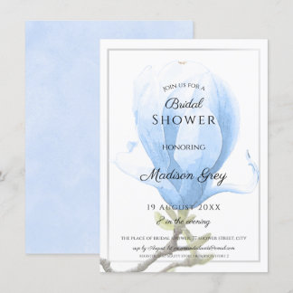 Convite Chá de panela Elegante Blue Magnolia