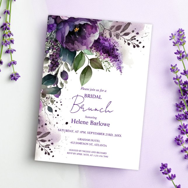 Convite Chá de panela Elegante Botânico Floral Moderno (Modern Floral Botanical Elegant Bridal Shower Invitation)
