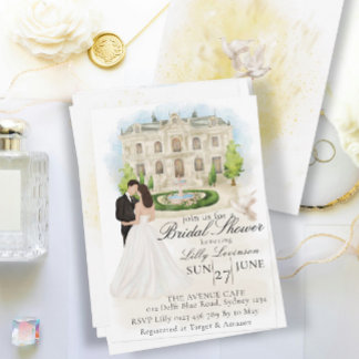 Convite Chá de panela elegante com a Noiva e a Avenida Gro